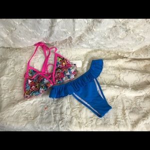 Fashion Brand Blue & Pink Bikini Size Large NWT